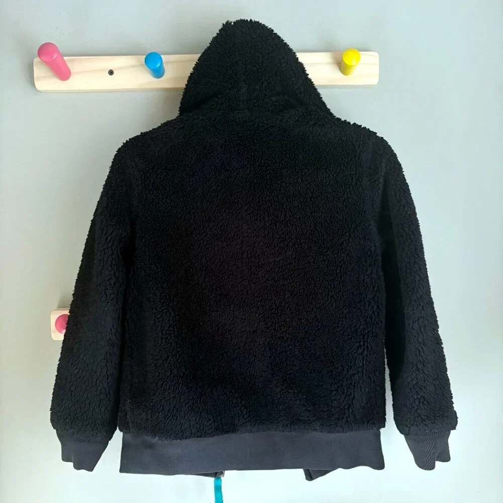 Lands' End Kids Reversible Sherpa Fleece Hoodie in Blue Graphic Camo Print
